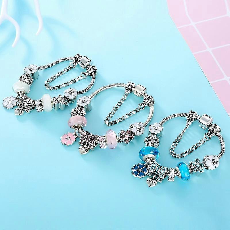 Βραχιόλι Floriéra™ με ασημένιο στολίδι και λουλούδια